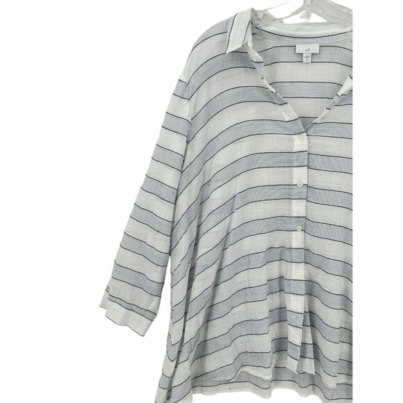 J. JILL Womens Cotton stripped light weight button down size Medium Tall EUC! - Picture 5 of 7